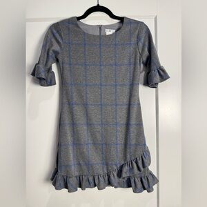 Florence Eiseman Gray and Blue Checkered Kids ruffle Dress
